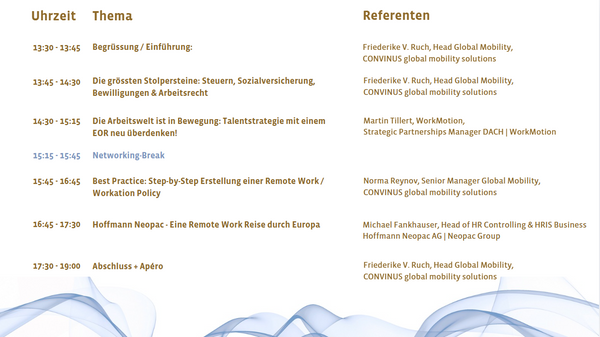 Global Teams, Local Rules: Compliance bei Remote Work - 19. März 2026 von 13.30 - 17.30 Uhr + Networking-Apéro bis 19 Uhr, im Hotel Baur au Lac, Zürich